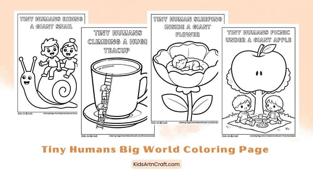 Tiny Humans Big World Coloring Pages for Kids