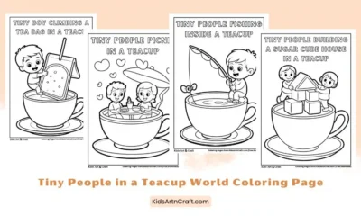 Tiny People in a Teacup World Coloring Pages for Kids
