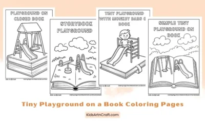 Tiny Playground on a Book Coloring Pages for Kids