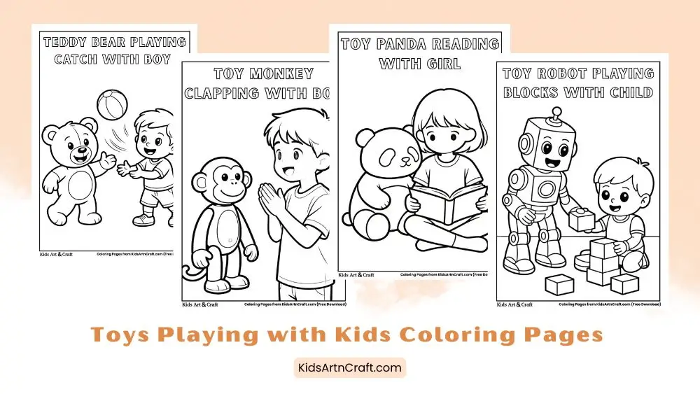 Toys Playing with Kids Coloring Pages for Kids