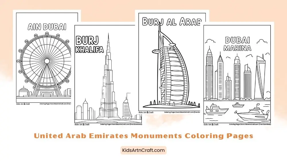 United Arab Emirates Monuments Coloring Pages for Kids