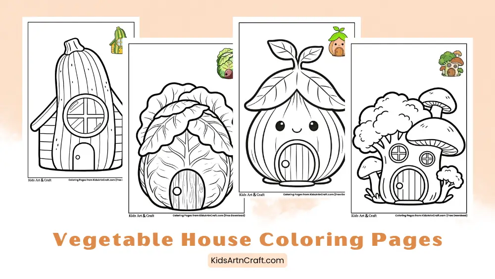 Vegetable House Coloring Pages for Kids