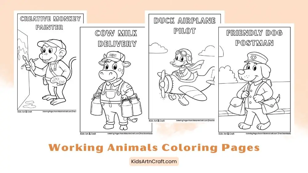 Working Animals Coloring Pages for Kids