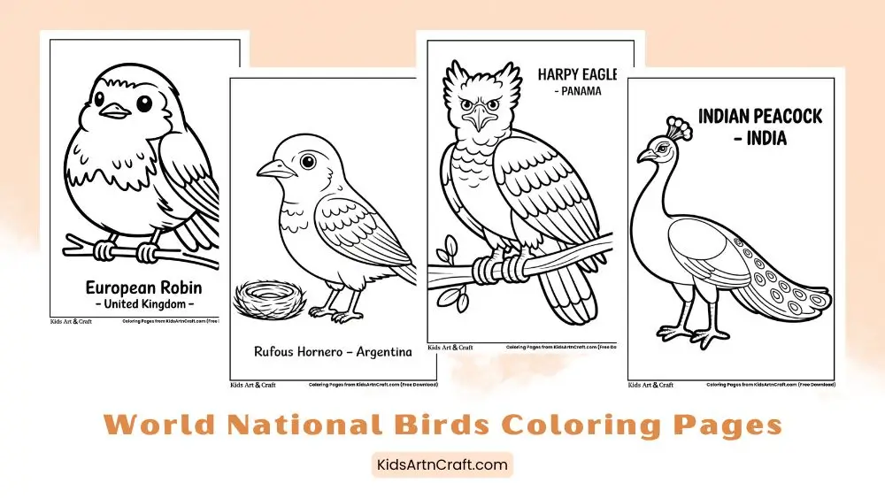World National Birds Coloring Pages for Kids