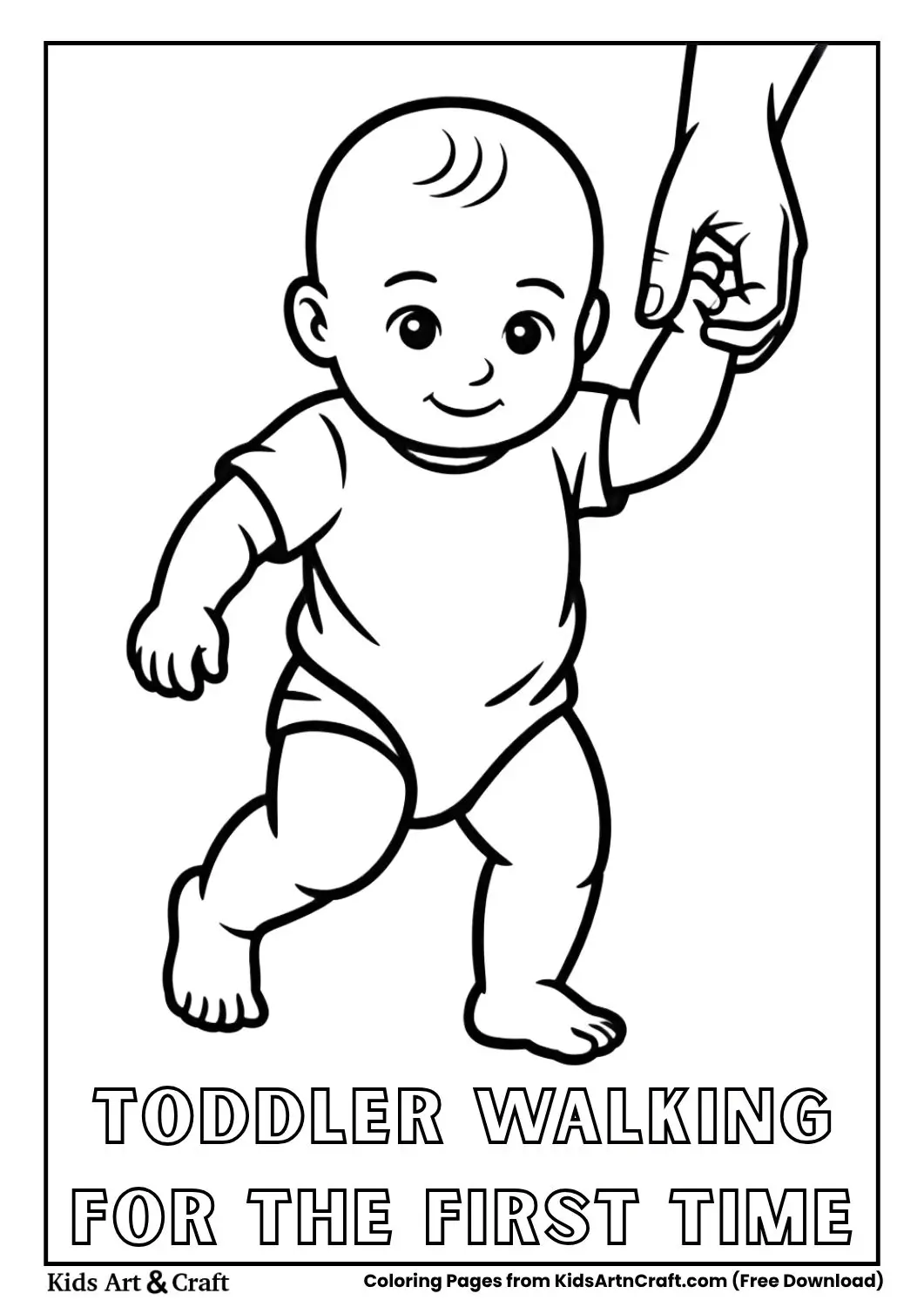 toddler taking first steps coloring page black and white