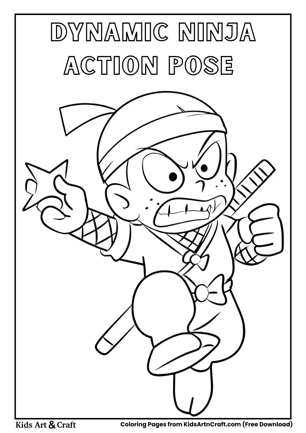 Cartoon ninja holding a shuriken in a dynamic pose