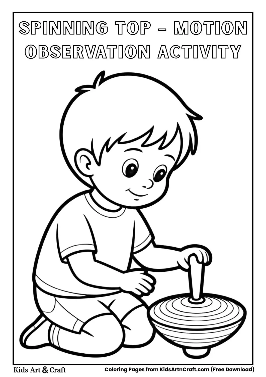 child spinning toy top coloring page