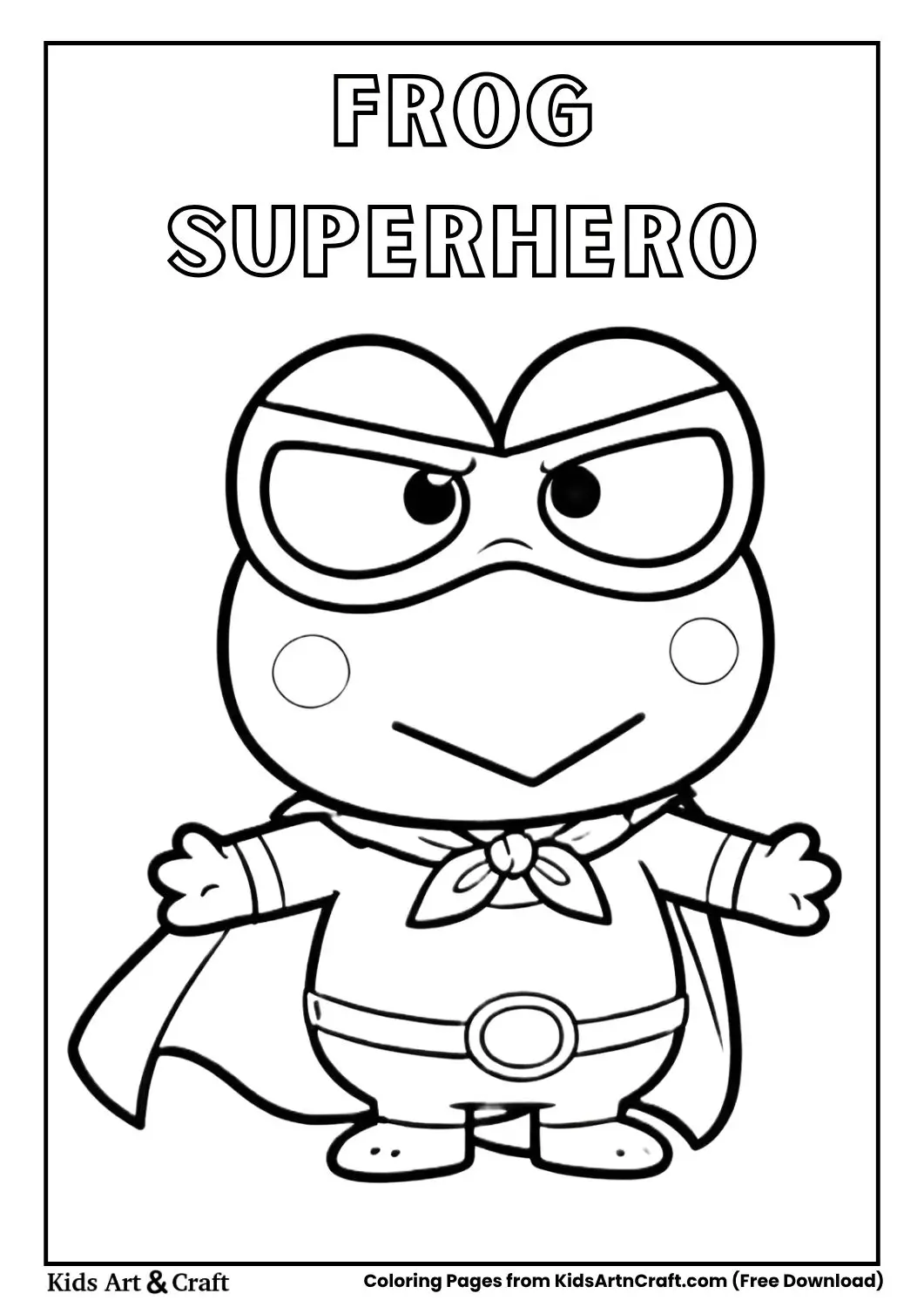 Frog dressed as a superhero with cape and mask