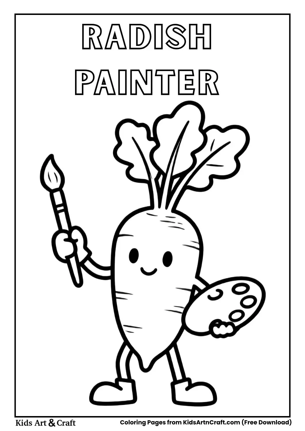 radish painting with brush coloring page