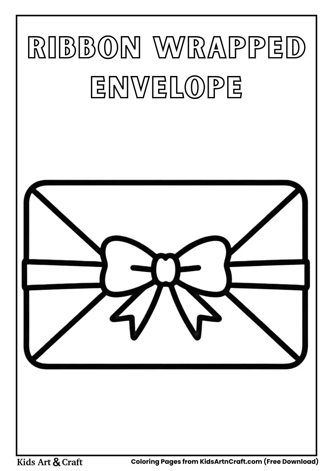 Envelope wrapped with ribbon like gift coloring page