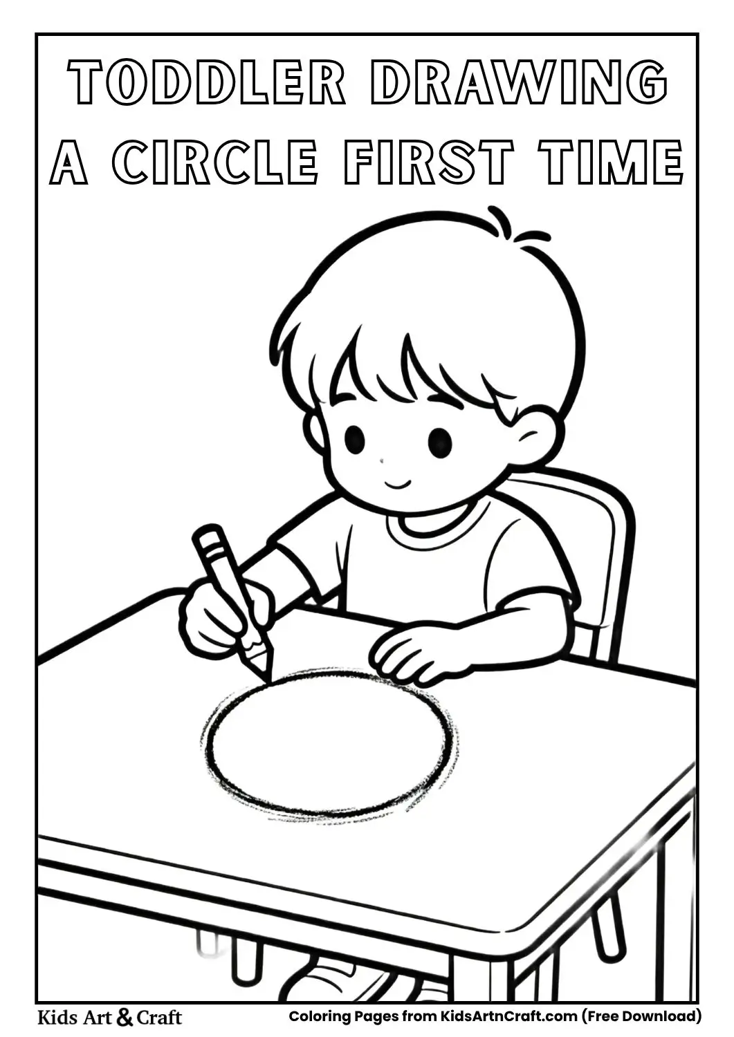 toddler drawing a circle first time coloring page black and white