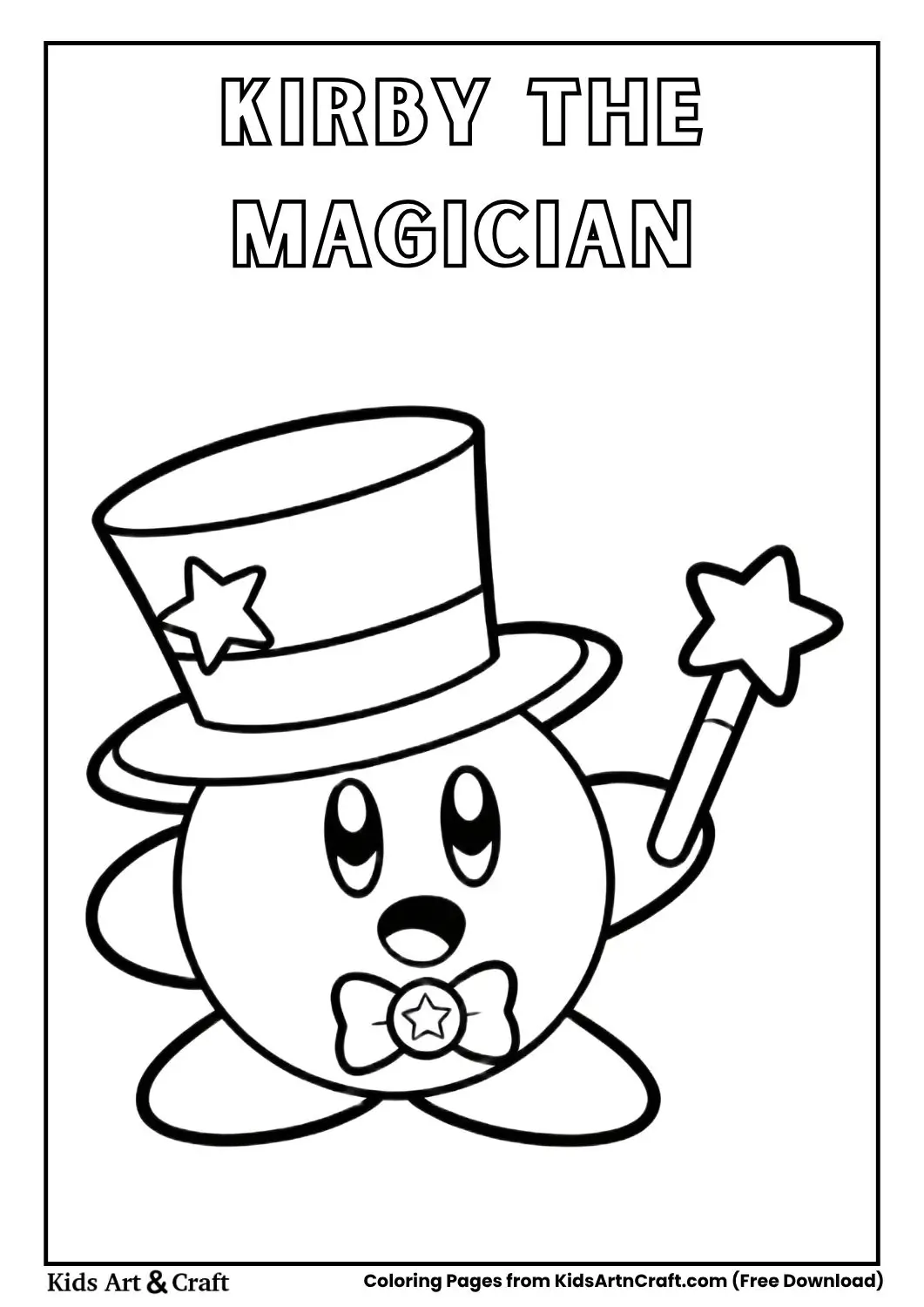 Kirby wearing a top hat and holding a magic wand