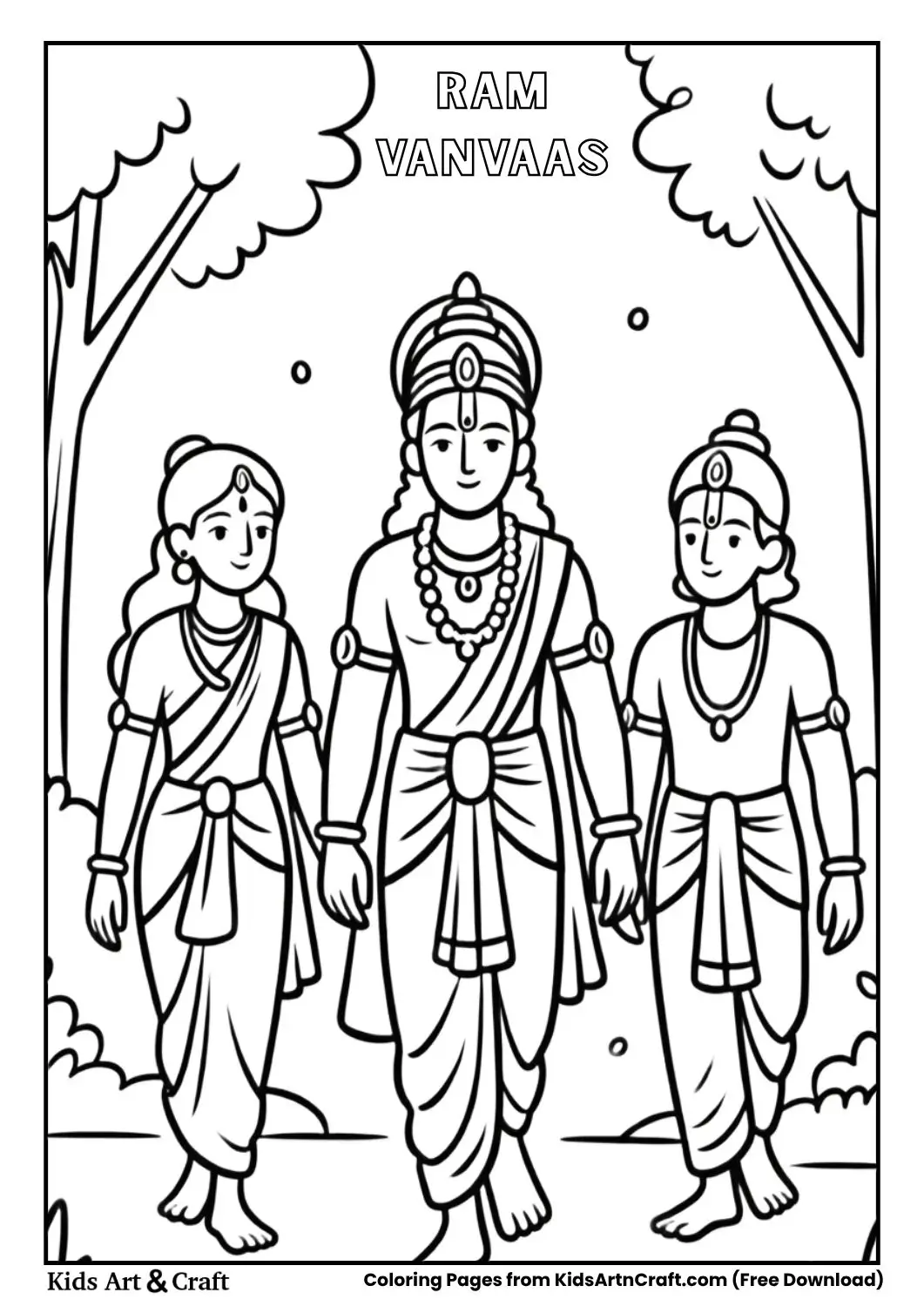 Ram Sita Lakshman forest coloring page