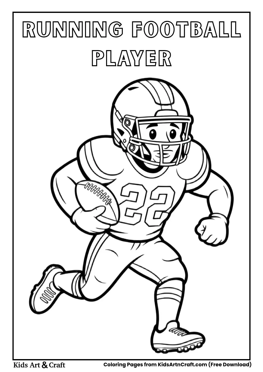 Football player running with ball simple coloring page