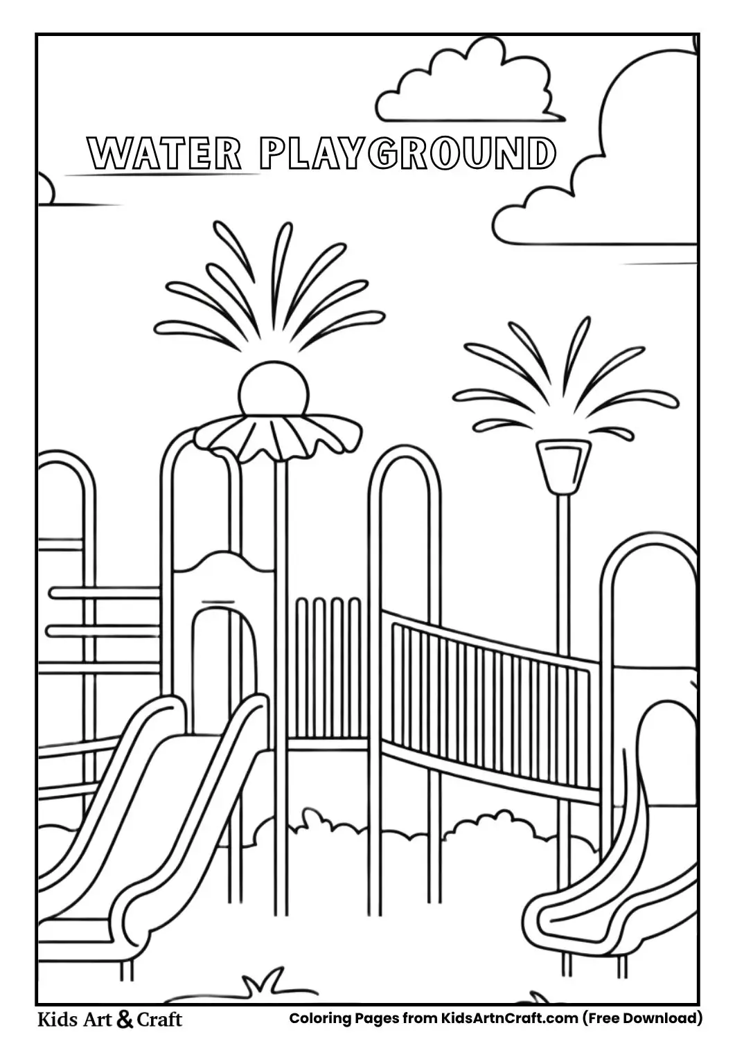 Water playground with slides and bridges