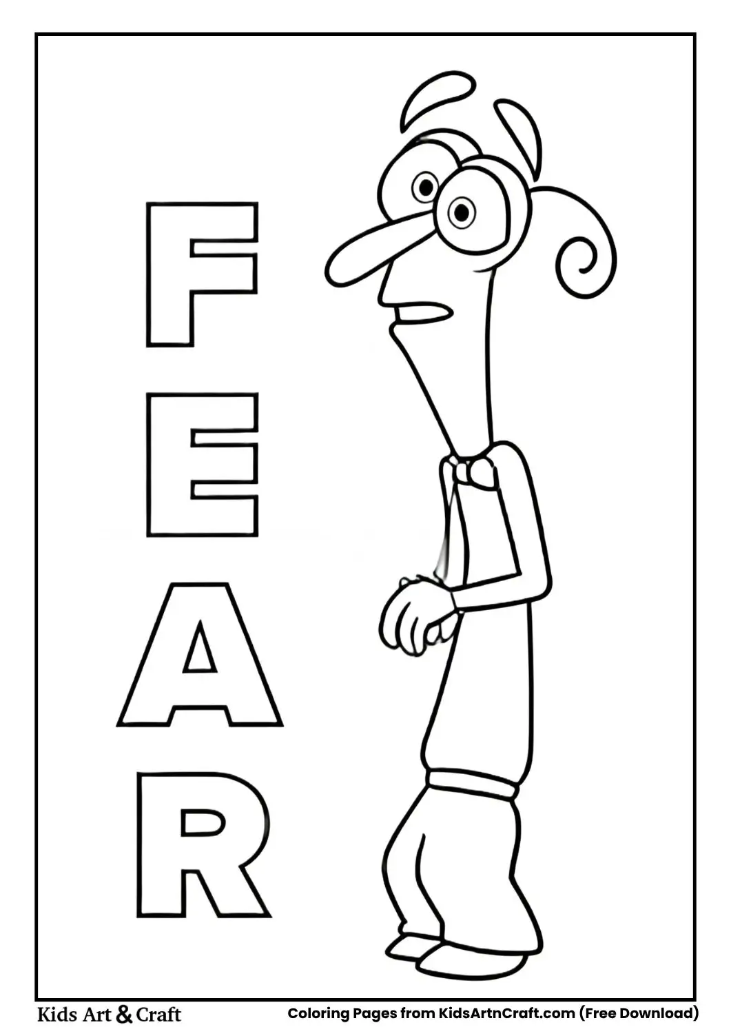Fear character with name written vertically
