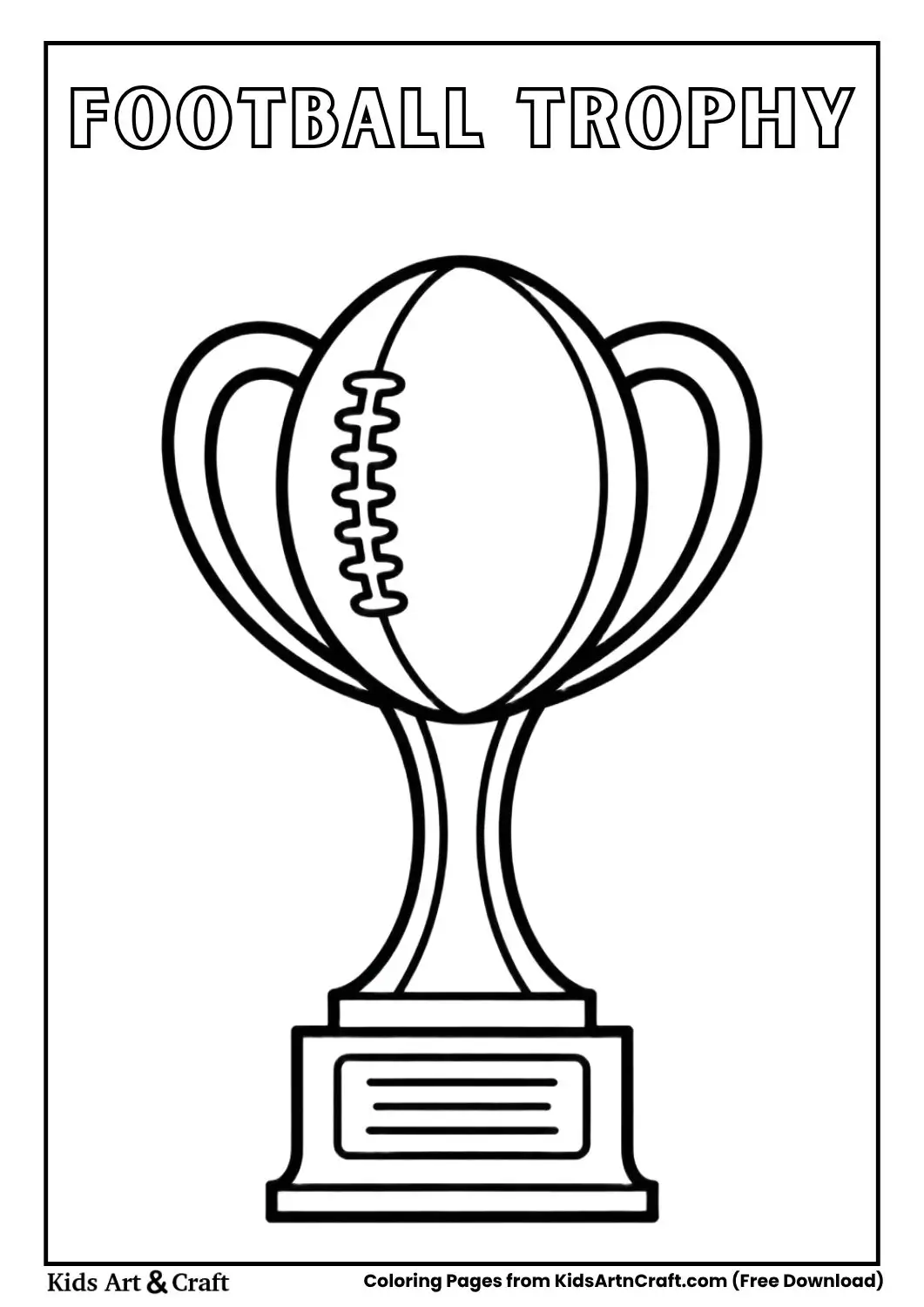Simple football trophy coloring page for kids