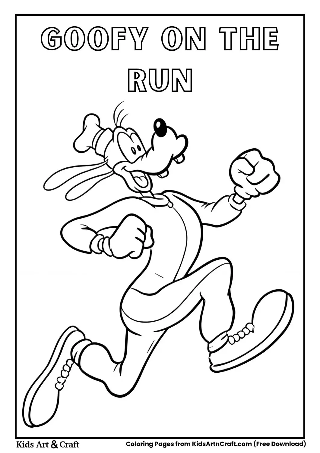 Goofy running in a tracksuit with a joyful expression