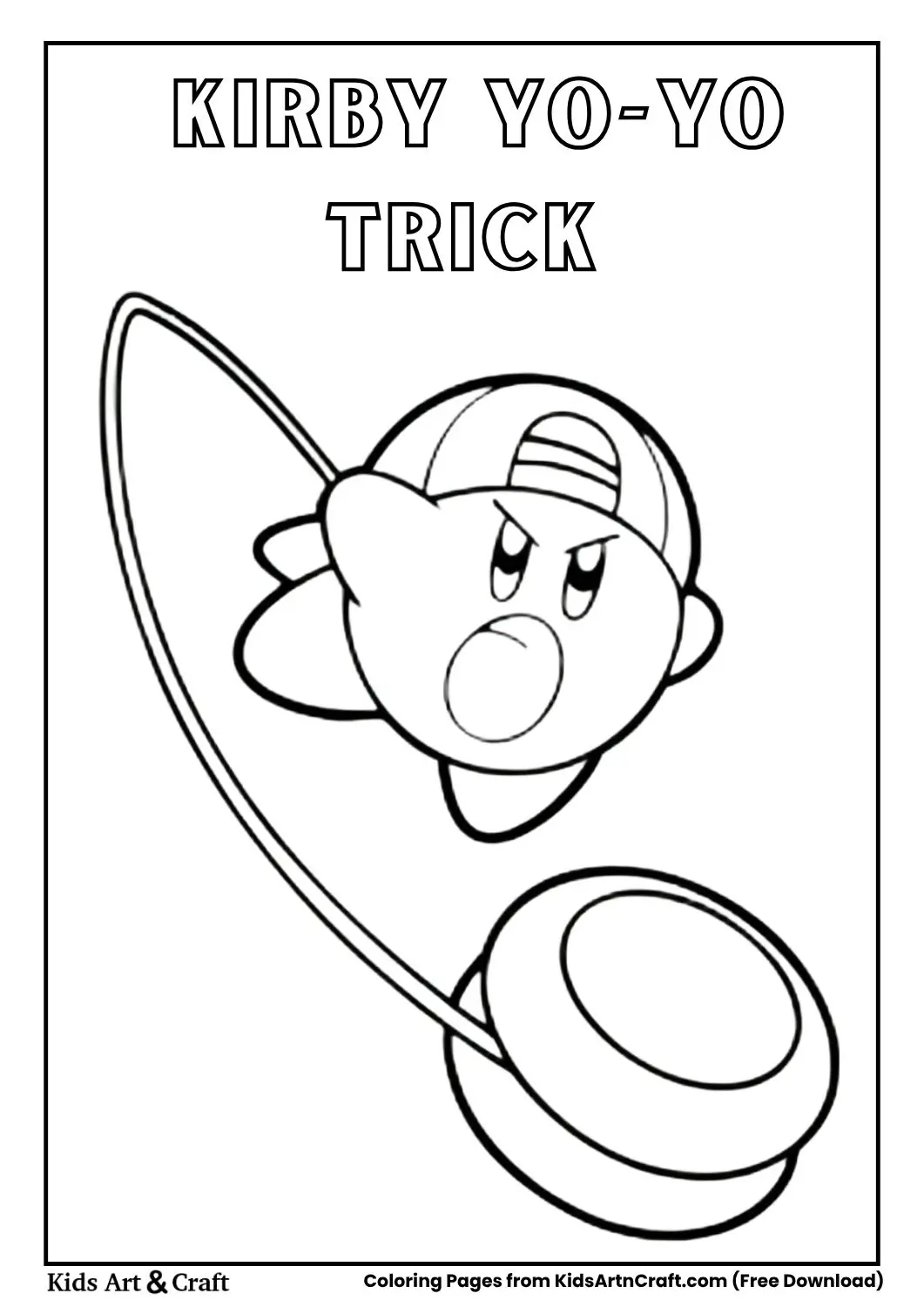 Kirby-like character playing with a yo-yo in mid-air