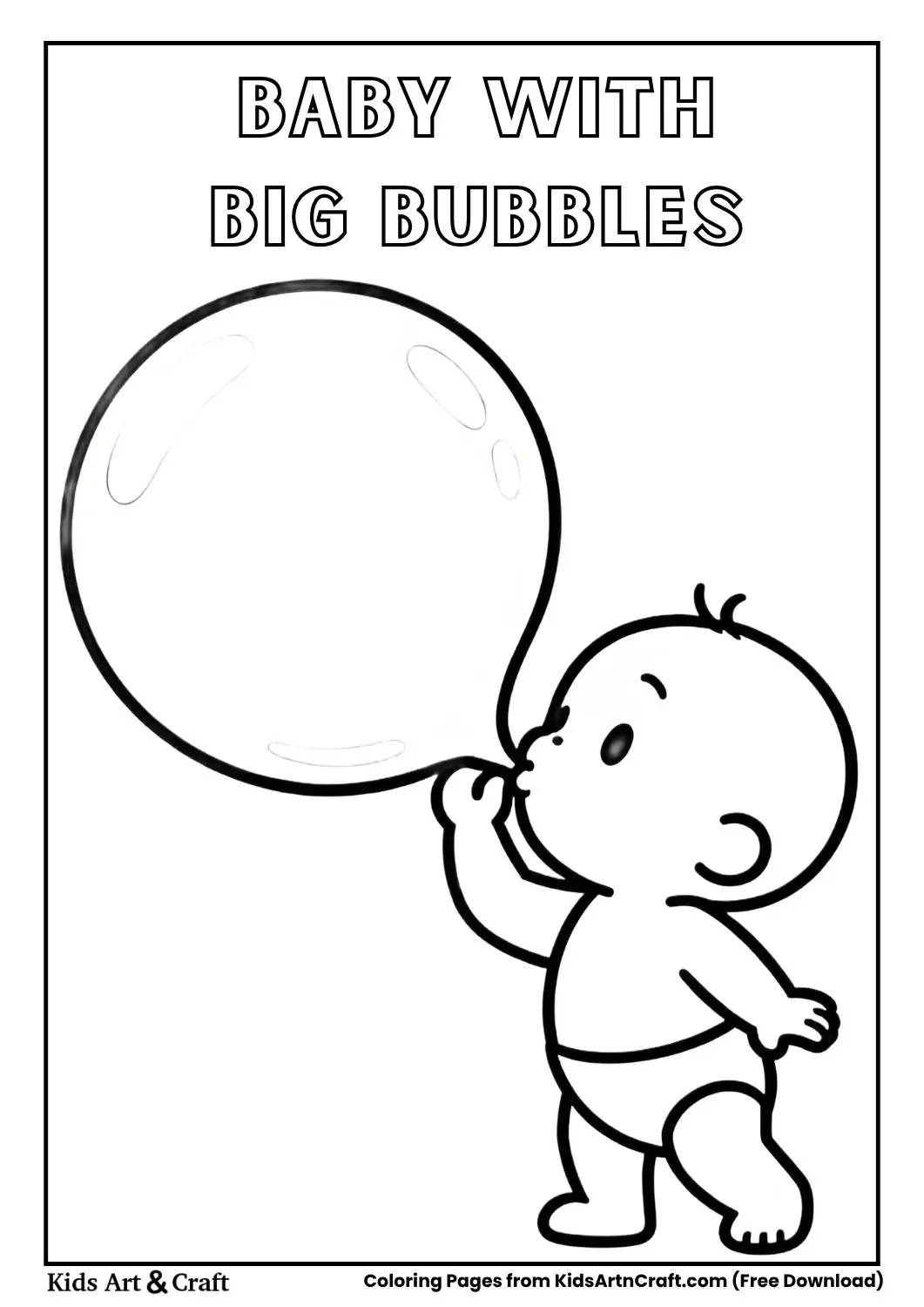 Cartoon baby blowing oversized bubbles