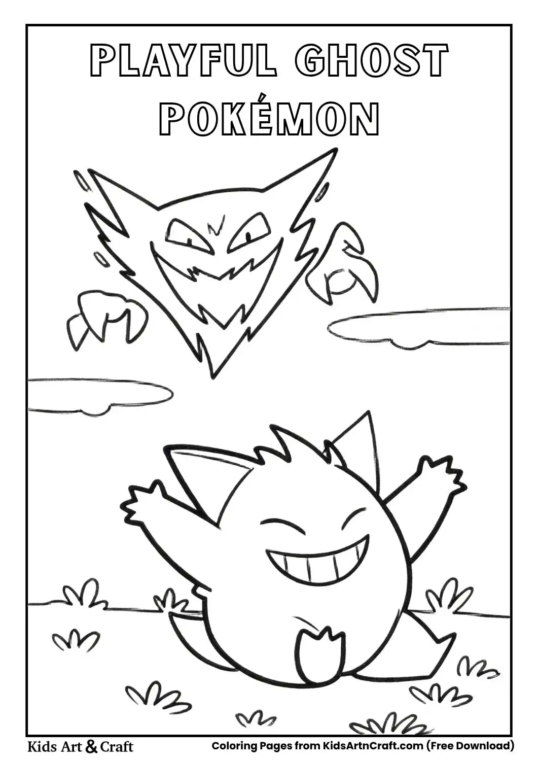 Haunter and Gengar ghosts interacting playfully