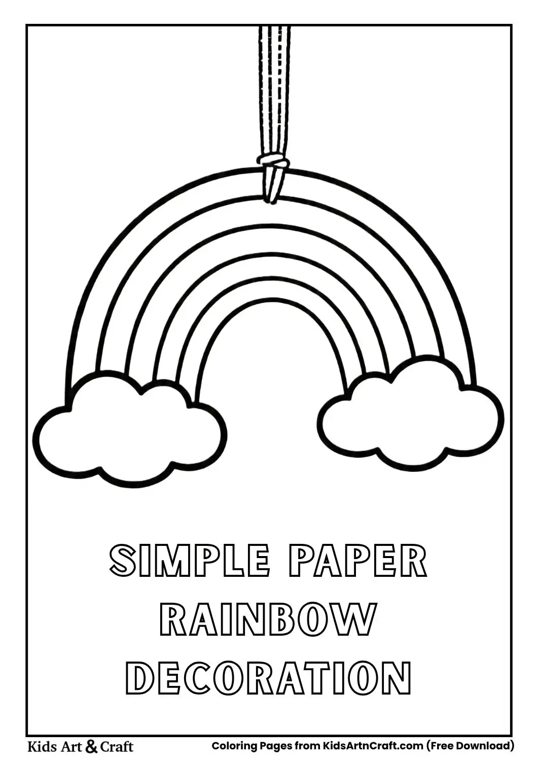 paper rainbow with clouds coloring page simple design for kids