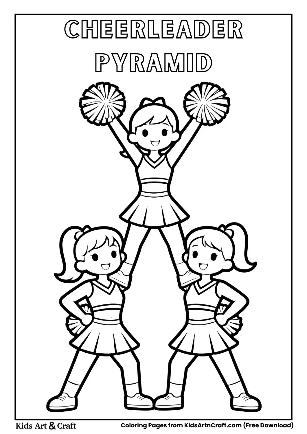 cheerleader pyramid group coloring page