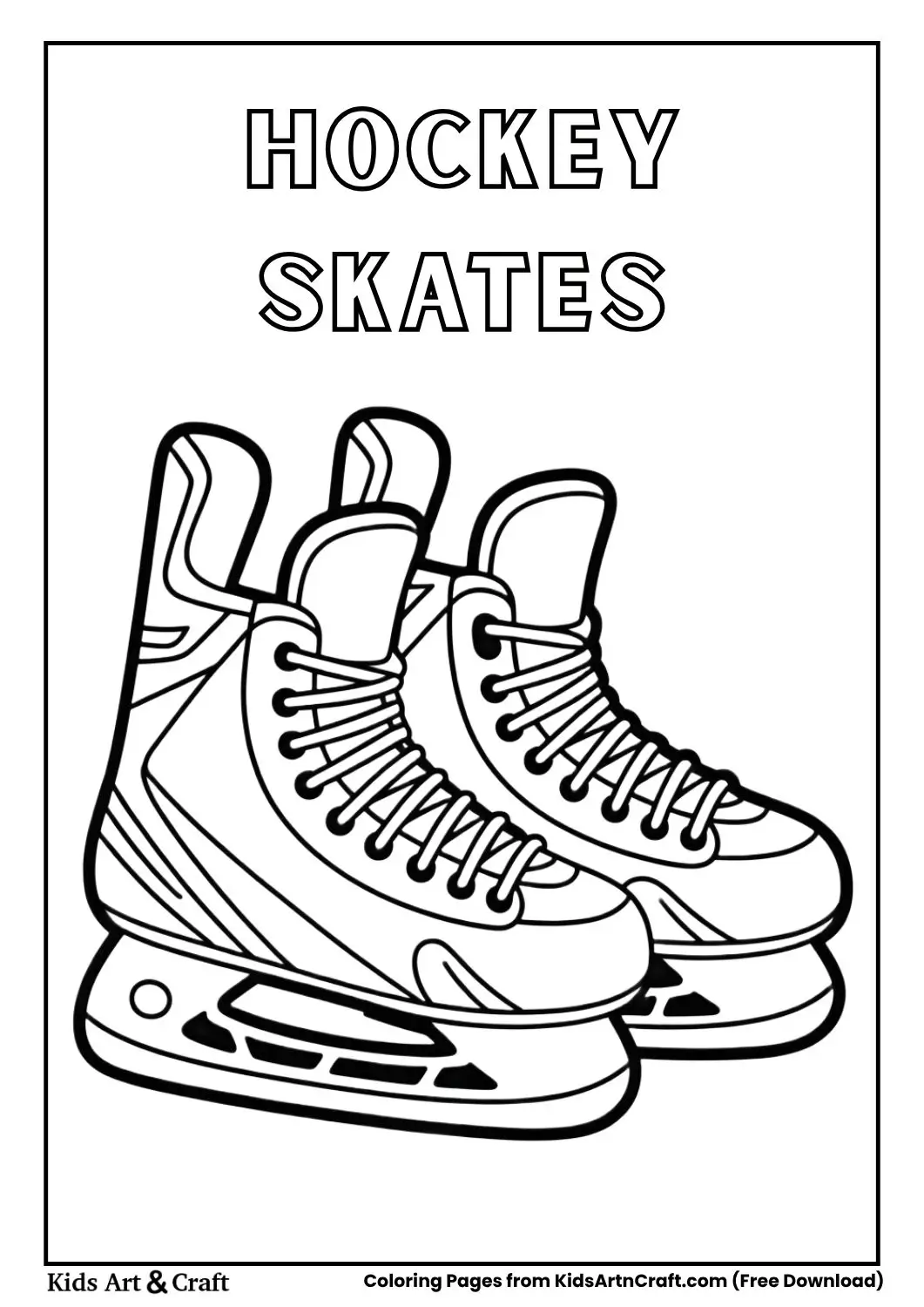 pair of hockey skates simple outline coloring page