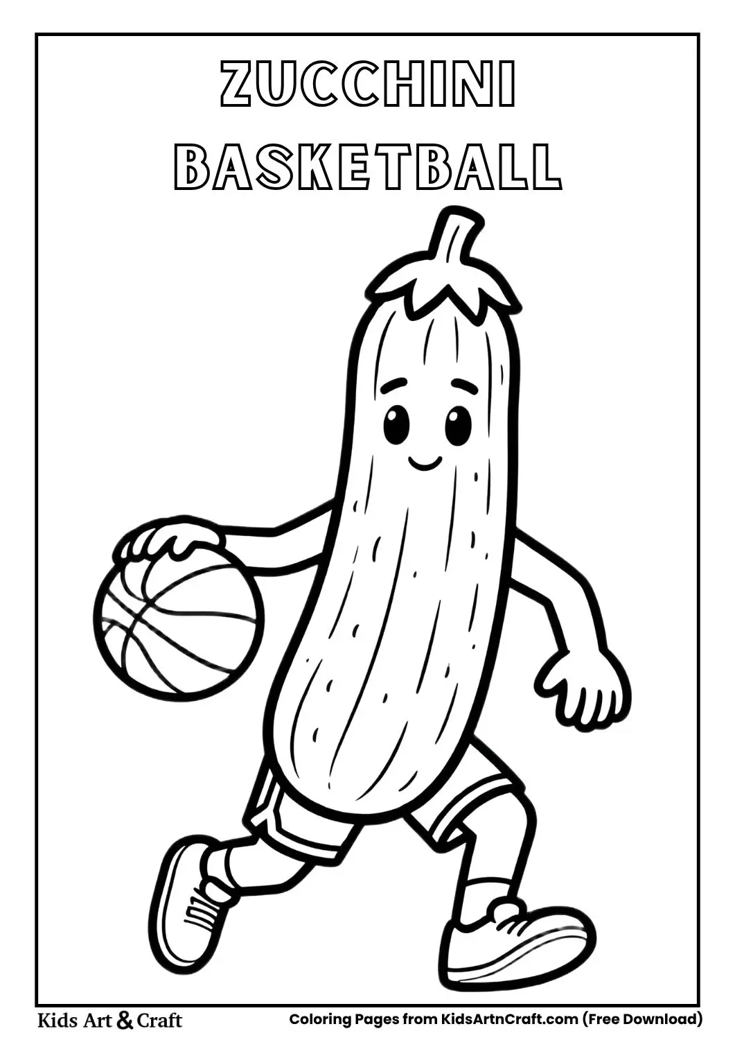 zucchini playing basketball coloring page