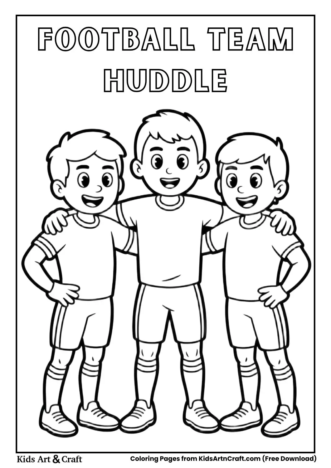 Simple football team huddle coloring page