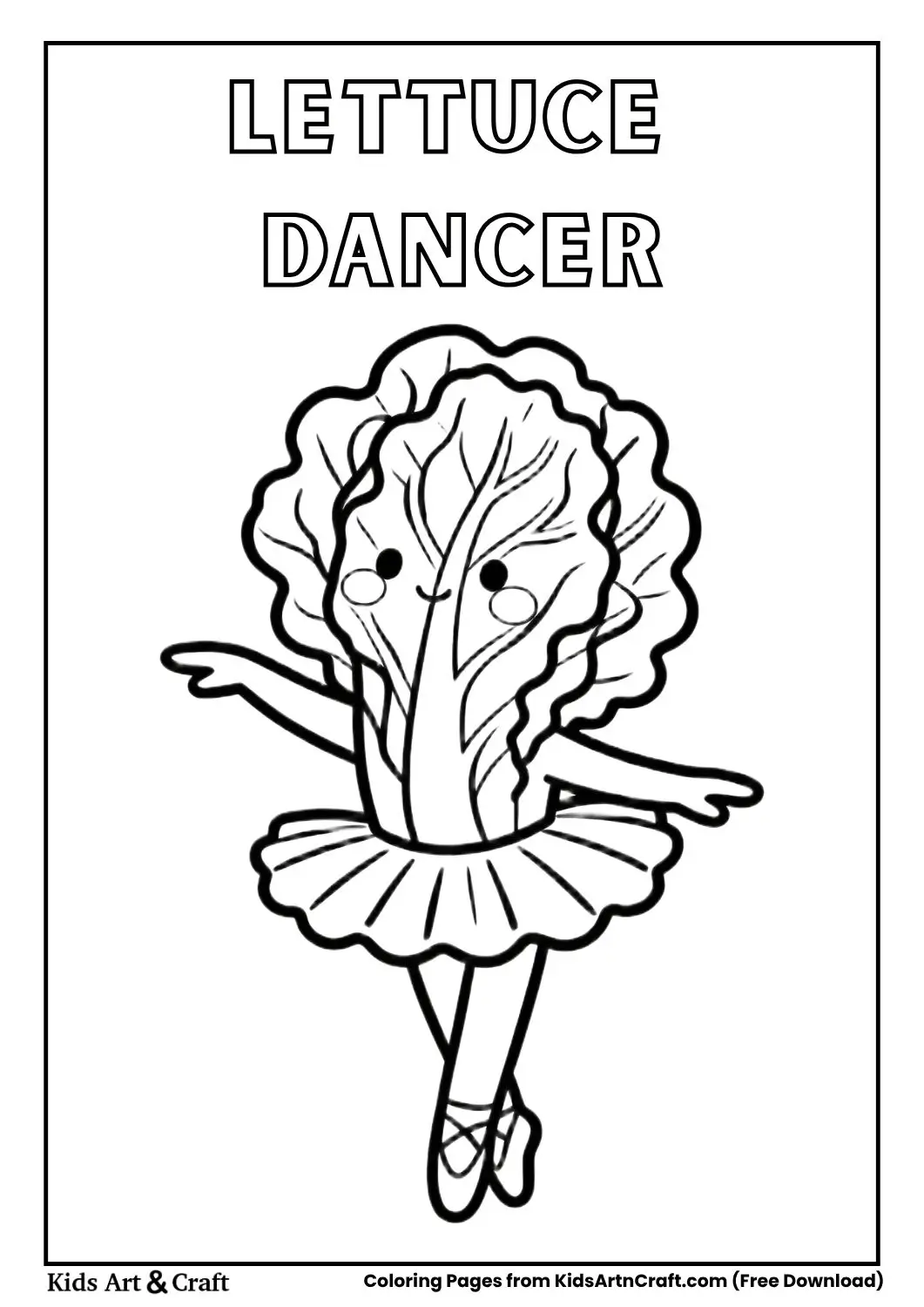 lettuce dancer in tutu coloring page