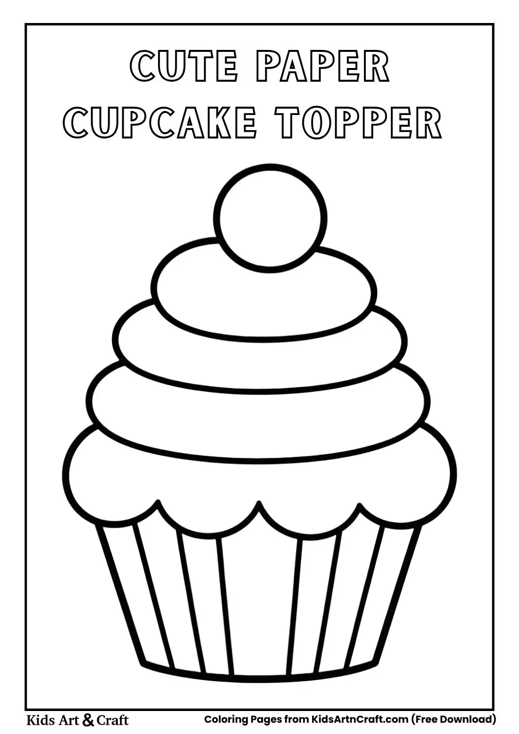 paper cupcake topper decoration coloring page simple design
