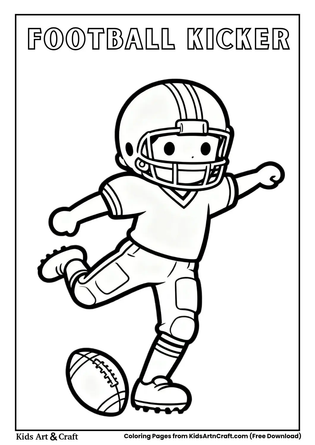 Football player kicking ball simple coloring page