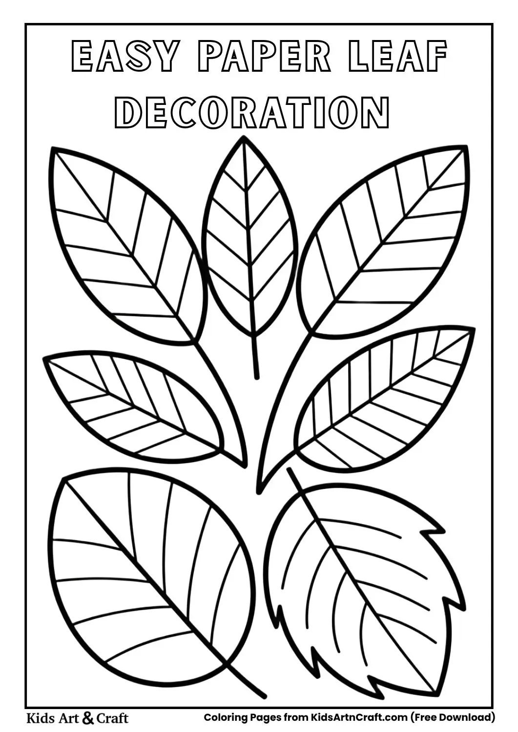 paper leaf shapes decoration coloring page simple bold outlines