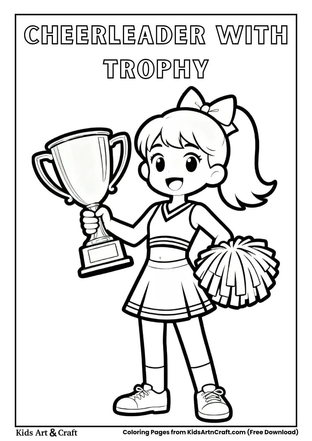 cheerleader holding trophy coloring page
