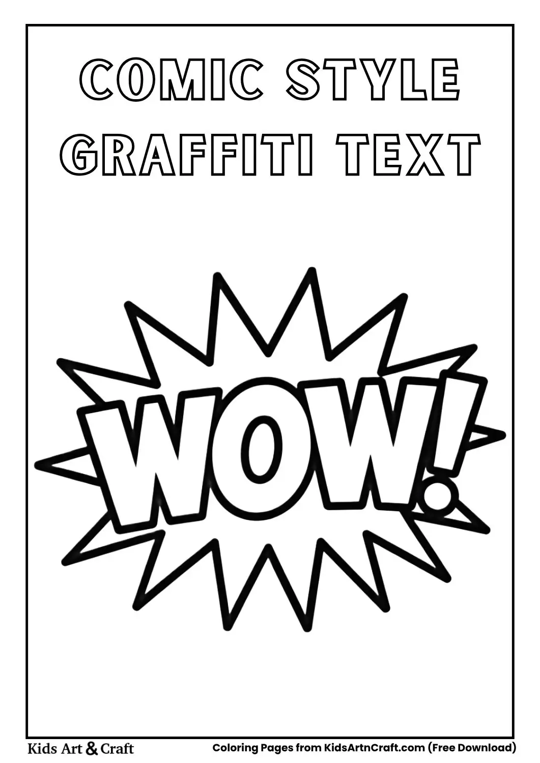WOW BOOM comic graffiti text coloring page