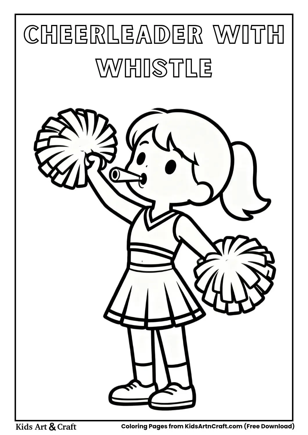 cheerleader blowing whistle coloring page