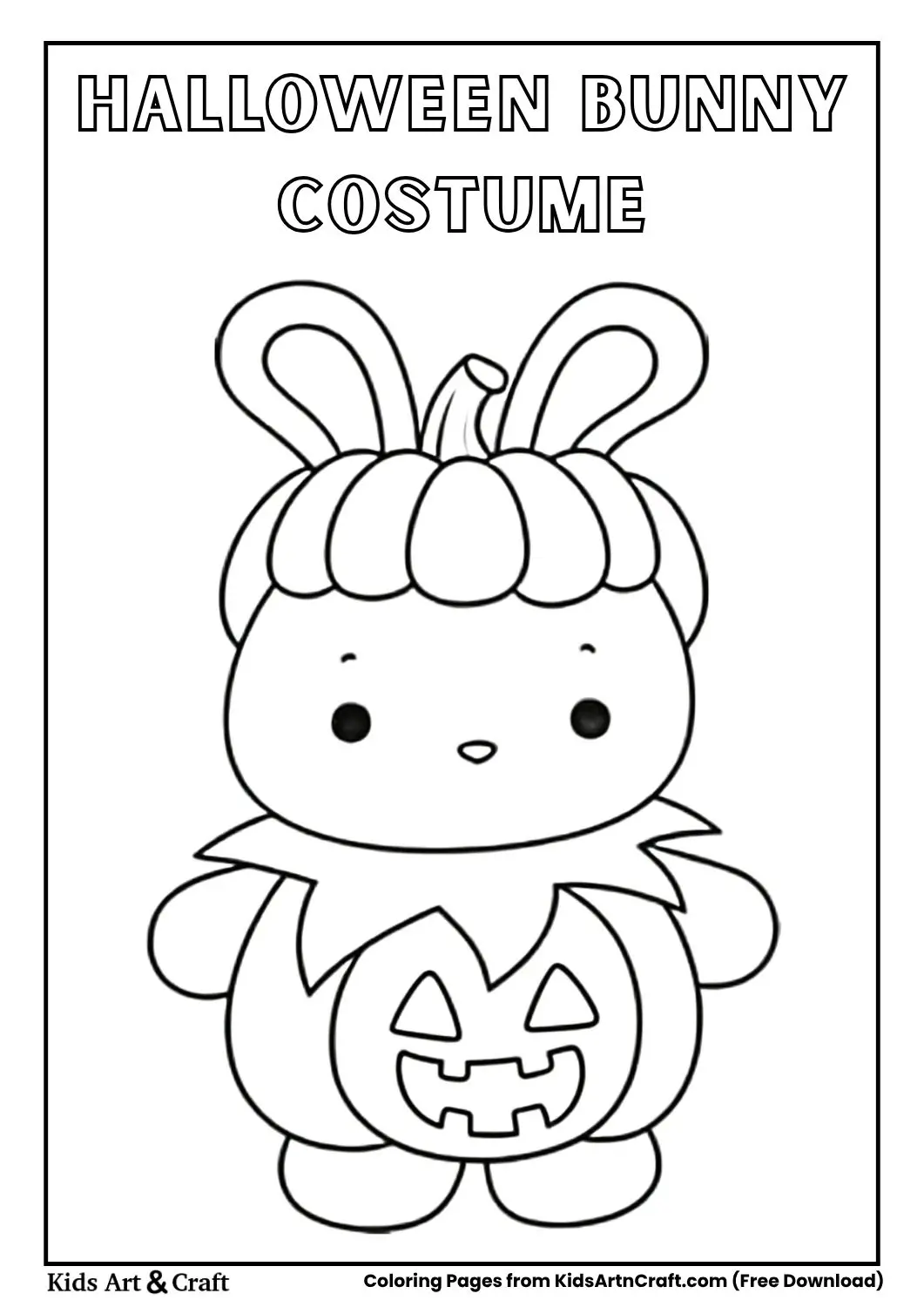 Cartoon bunny wearing a pumpkin jack-o’-lantern costume
