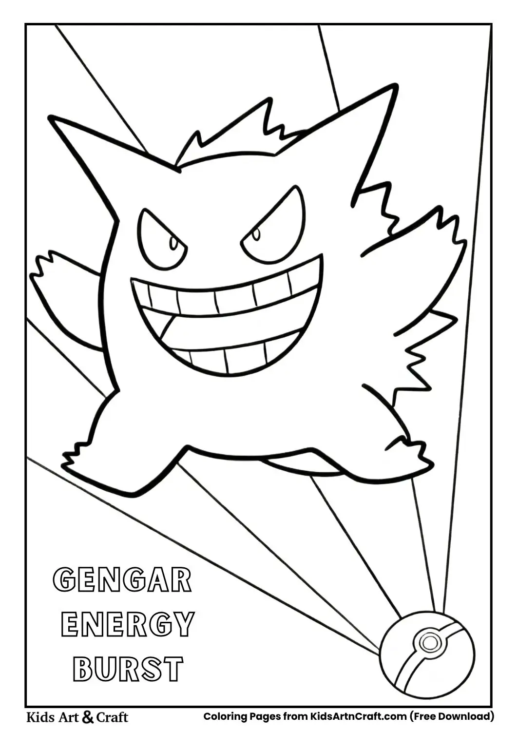 Gengar with energy lines and Poké Ball in corner