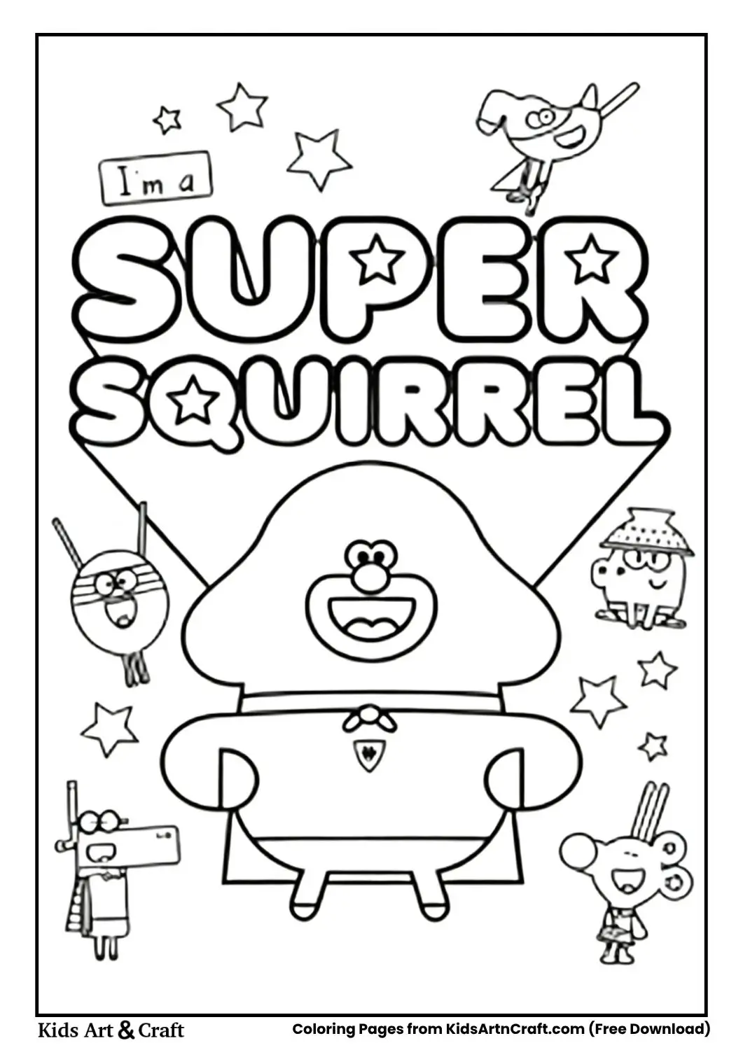 Duggee and friends dressed as superheroes with “I’m a SUPER SQUIRREL” text