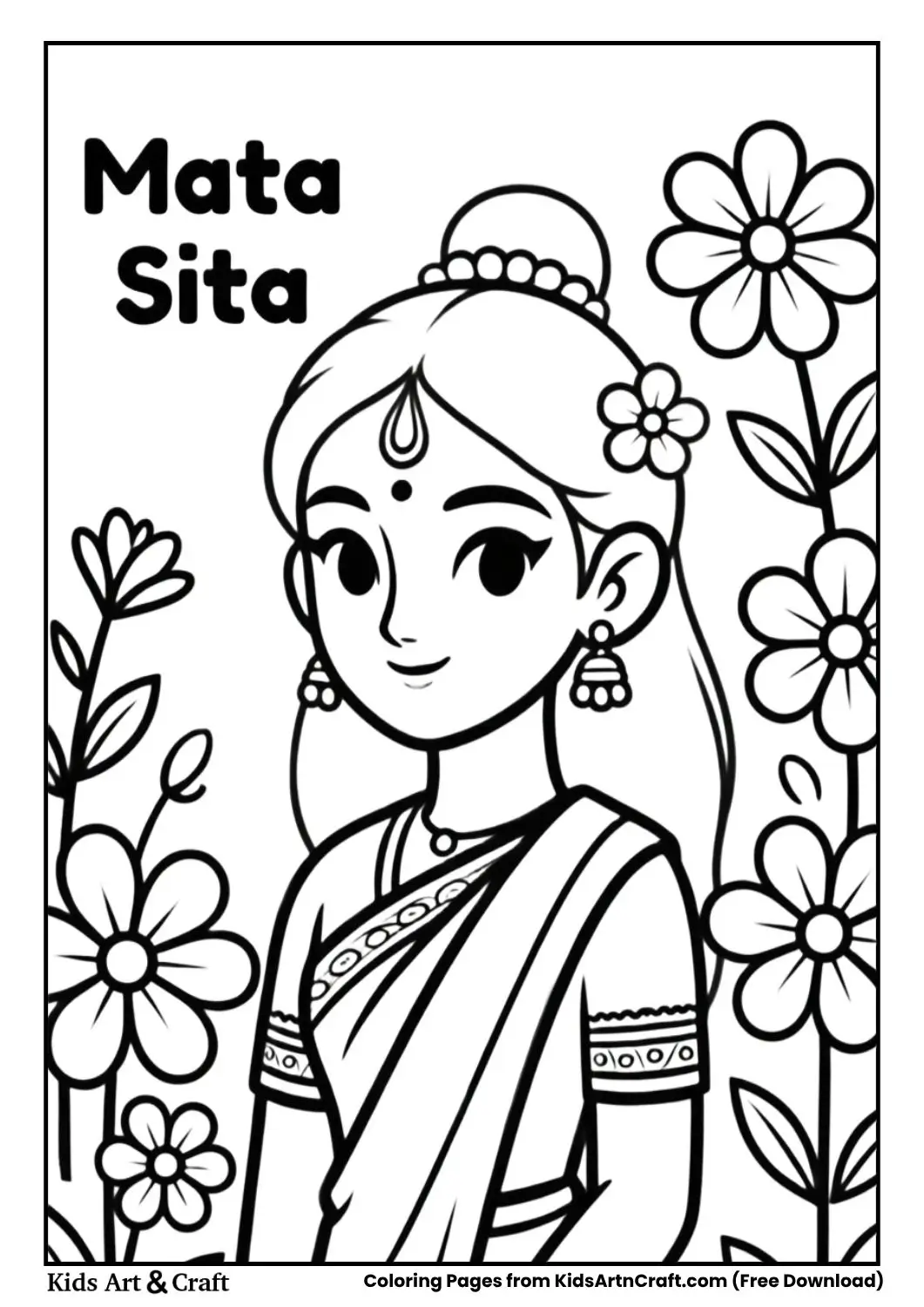 Mata Sita garden coloring page for kids