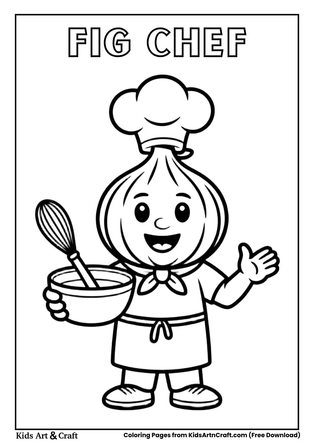 Fig wearing chef hat mixing bowl coloring page