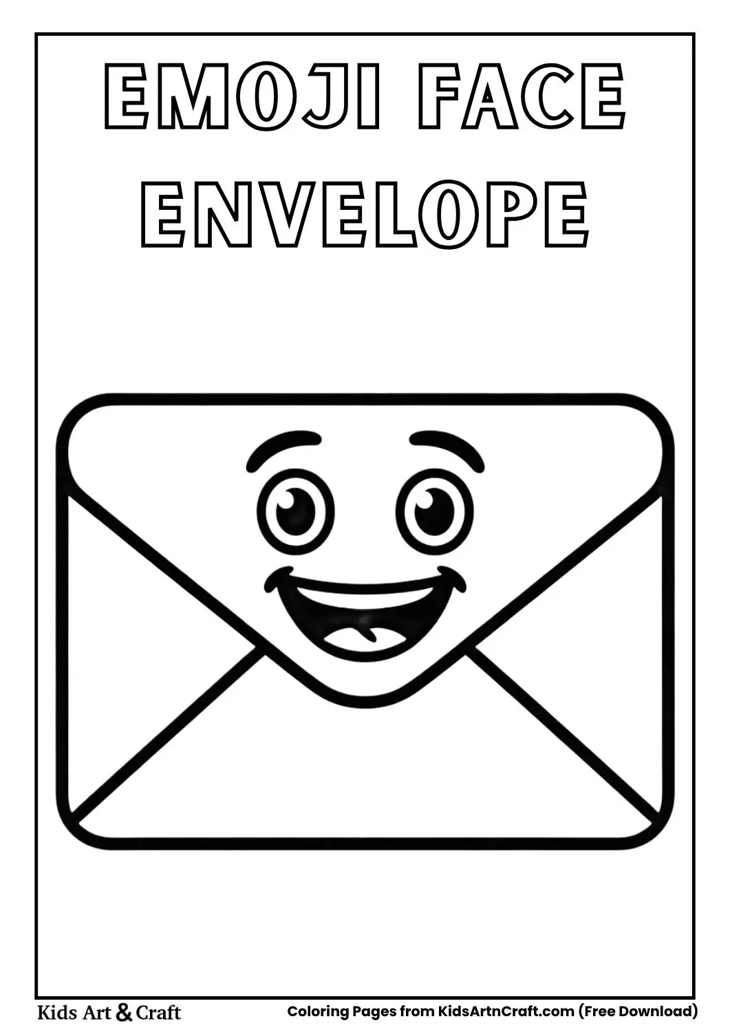 Envelope with emoji face coloring page