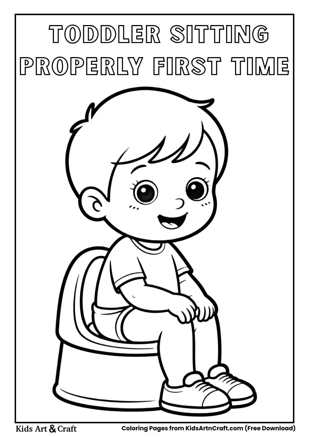 toddler sitting properly first time coloring page black and white