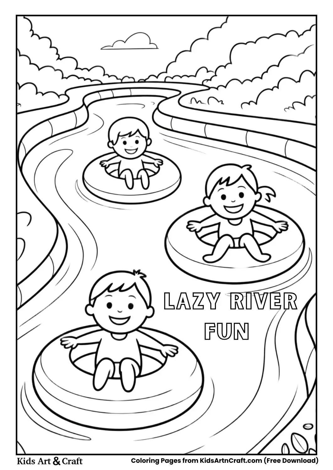 Children floating on tubes in a lazy river