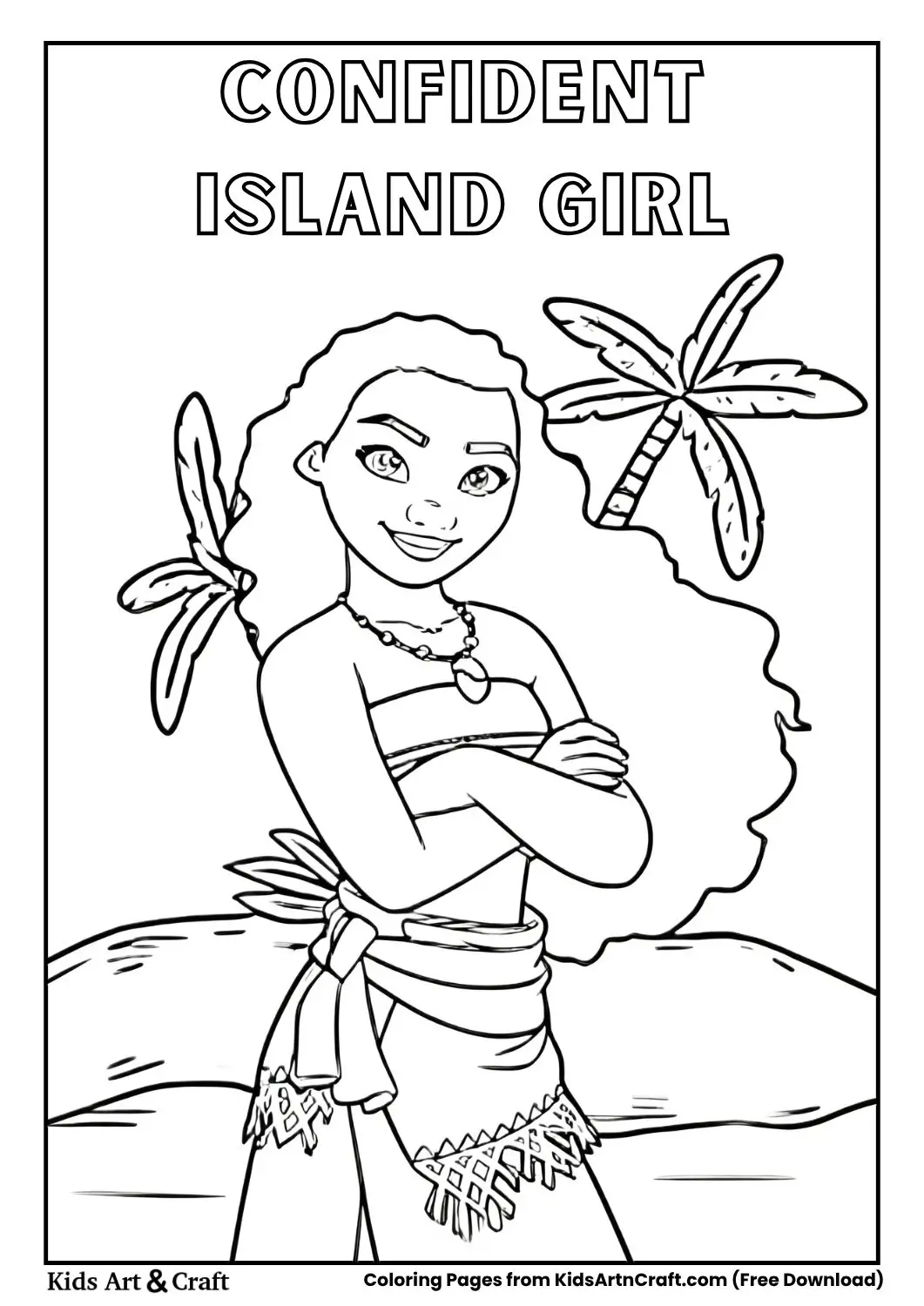 Moana standing with arms crossed and smiling confidently