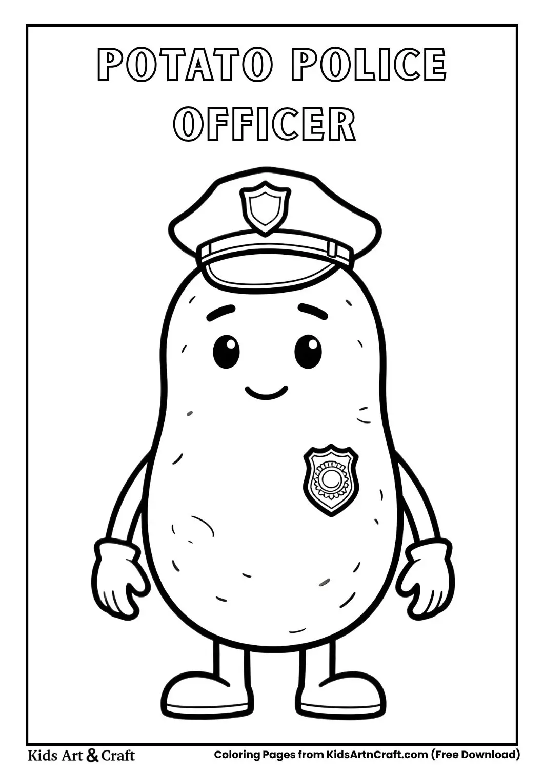 potato police officer cartoon coloring page