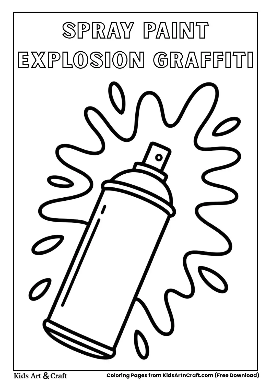 Spray paint can with splash explosion graffiti coloring page