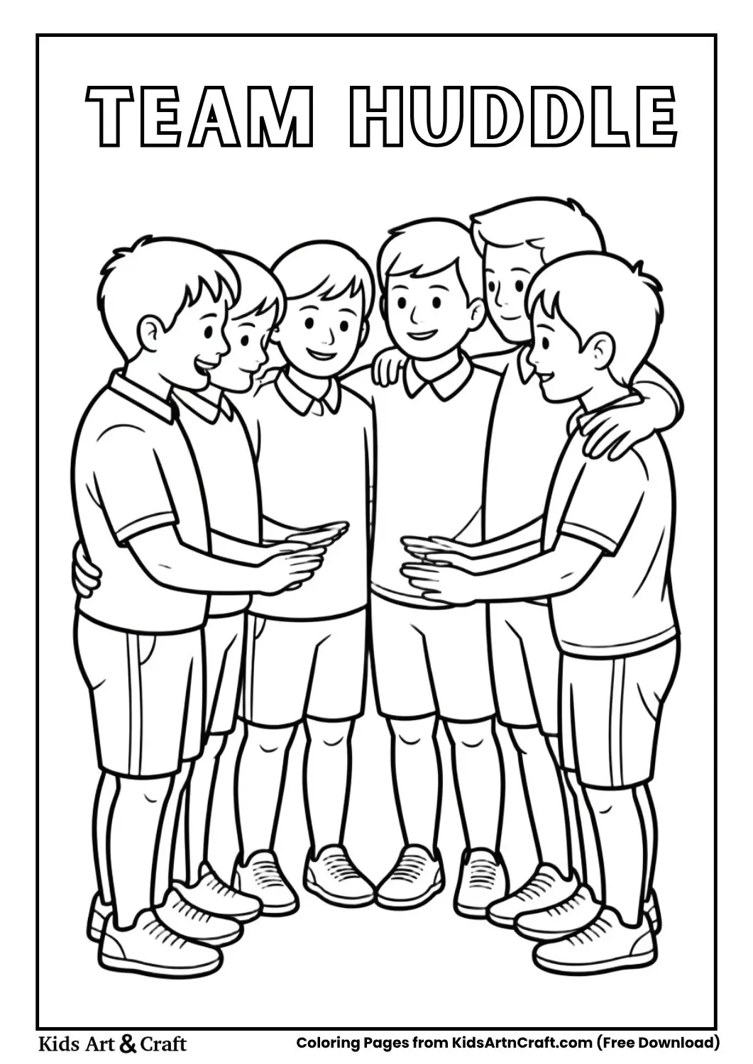 cricket team huddle strategy discussion coloring page