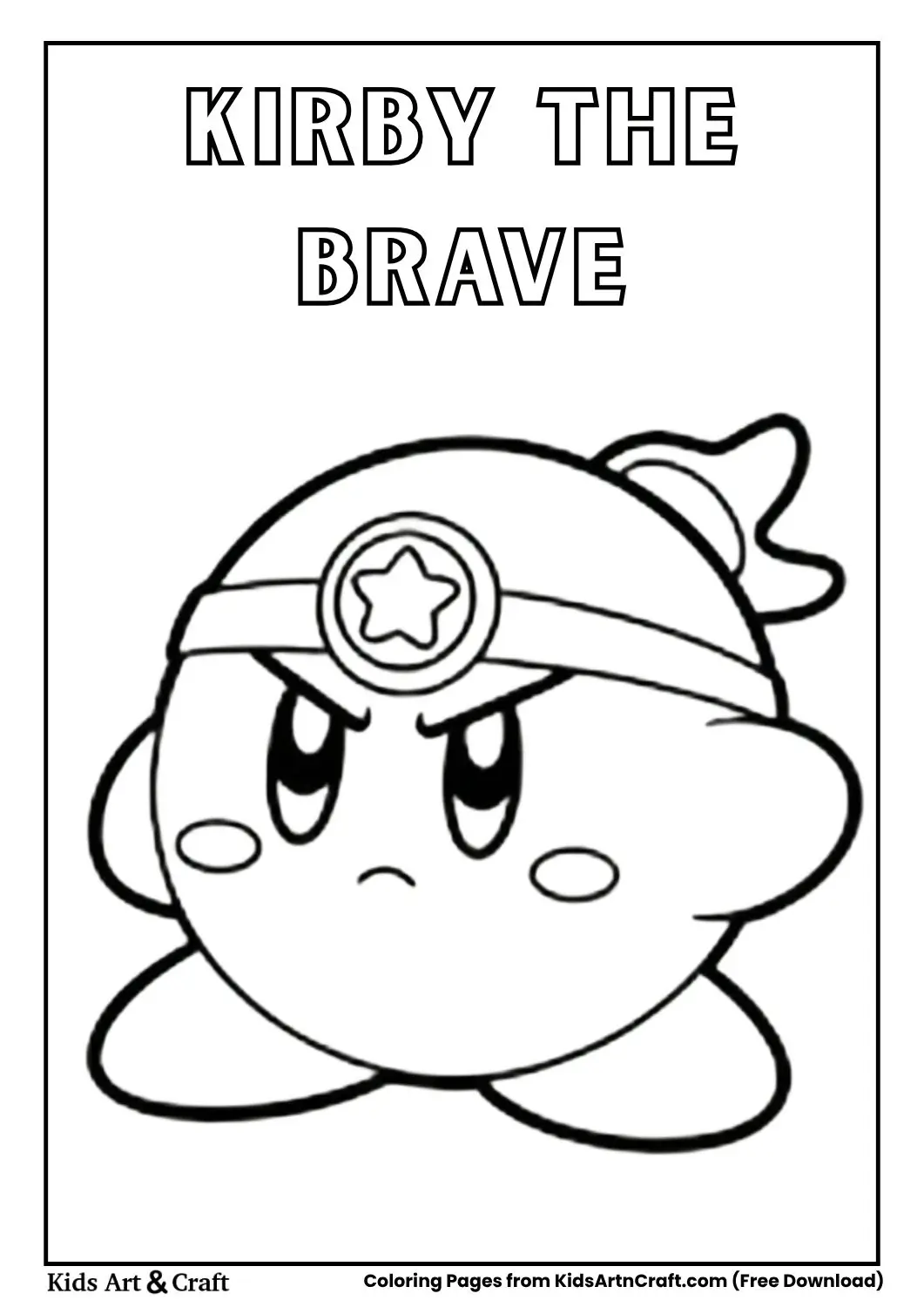 Kirby wearing a star headband with a determined face